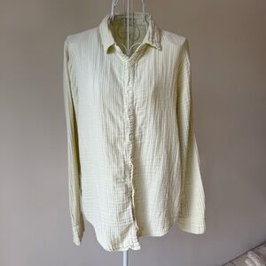CP SHADES Pale Yellow Butter Cotton Gauze Button-Down Shirt SZ S boho minimalism
